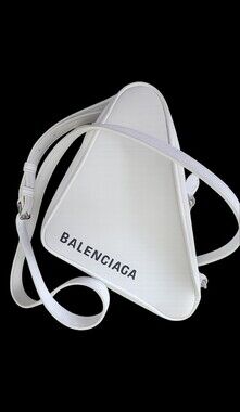 Authentic Balenciaga Triangle Crossbody Bag – White Leather + Dust Bag